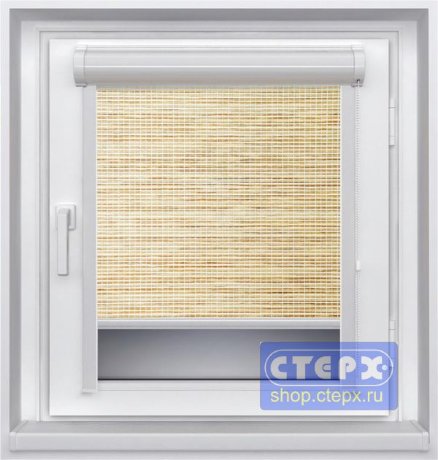 Миникассетная рулонная штора с цепочным приводом «UNI-2», коллекция натуральных материалов «Шикотан»