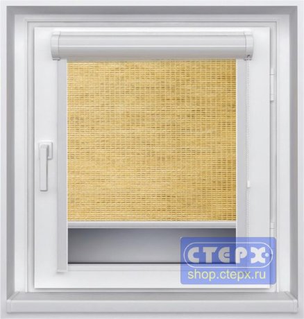 Миникассетная рулонная штора с цепочным приводом «UNI-2», коллекция натуральных материалов «Шикотан»