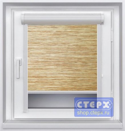 Миникассетная рулонная штора с цепочным приводом «UNI-2», коллекция натуральных материалов «Шикотан»