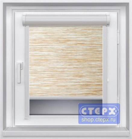 Миникассетная рулонная штора с цепочным приводом «UNI-2», коллекция натуральных материалов «Шикотан»