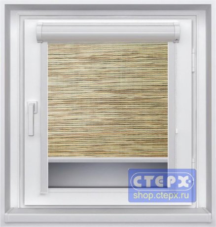 Миникассетная рулонная штора с цепочным приводом «UNI-2», коллекция натуральных материалов «Шикотан»