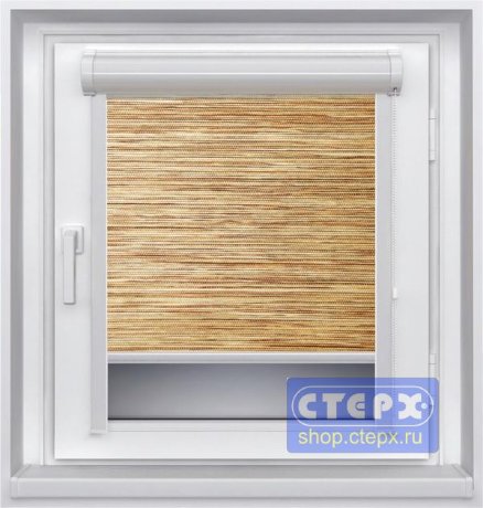 Миникассетная рулонная штора с цепочным приводом «UNI-2», коллекция натуральных материалов «Шикотан»