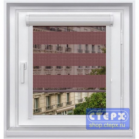 Миникассетная двойная рулонная штора с цепочным приводом «UNI - ЗЕБРА», коллекция «Стандарт-color»