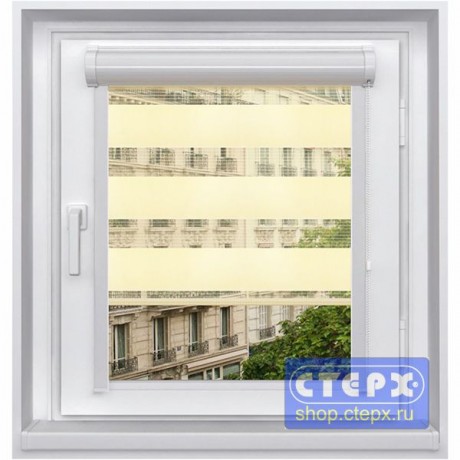 Миникассетная двойная рулонная штора с цепочным приводом «UNI - ЗЕБРА», коллекция «Стандарт-color»