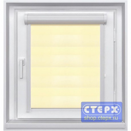 Миникассетная двойная рулонная штора с цепочным приводом «UNI - ЗЕБРА», коллекция «Стандарт-color»