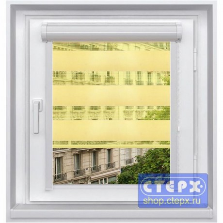 Миникассетная двойная рулонная штора с цепочным приводом «UNI - ЗЕБРА», коллекция «Стандарт-color»