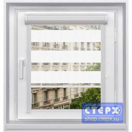 Миникассетная двойная рулонная штора с цепочным приводом «UNI - ЗЕБРА», коллекция «Стандарт-color»