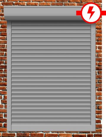 Рольставни из пенонаполненного алюминиевого профиля 45 мм с коробом 205 мм, электрическим приводом и верхним автоматическим замком