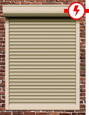 Рольставни из пенонаполненного алюминиевого профиля 45 мм с коробом 205 мм, электрическим приводом и верхним автоматическим замком