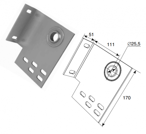 Кронштейн концевой опорный 111 мм со встроенным подшипником