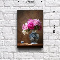 Постер «Натюрморт с пионами в китайской вазе», 30 см х 45 см
