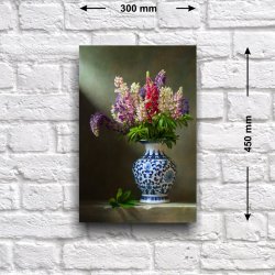 Постер «Натюрморт с люпинами в китайской вазе», 30 см х 45 см