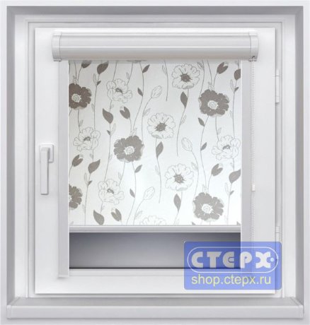 Миникассетная рулонная штора с цепочным приводом «UNI-2», коллекция «Золотая нить»