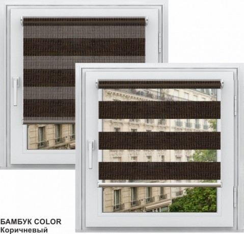 Двойная рулонная штора с цепочным приводом «Мини - ЗЕБРА», коллекция «Бамбук»