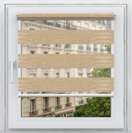 Двойная рулонная штора с цепочным приводом «Мини - ЗЕБРА», коллекция «Бамбук»