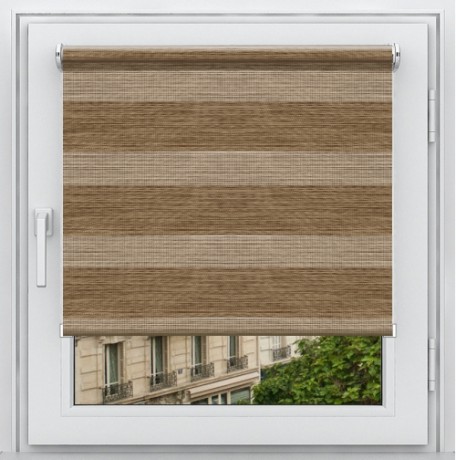 Двойная рулонная штора с цепочным приводом «Мини - ЗЕБРА», коллекция «Бамбук»