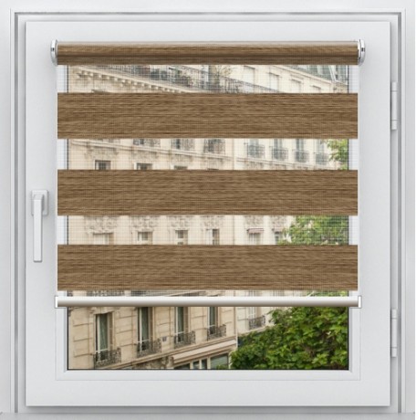 Двойная рулонная штора с цепочным приводом «Мини - ЗЕБРА», коллекция «Бамбук»