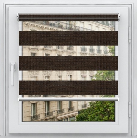 Двойная рулонная штора с цепочным приводом «Мини - ЗЕБРА», коллекция «Бамбук»