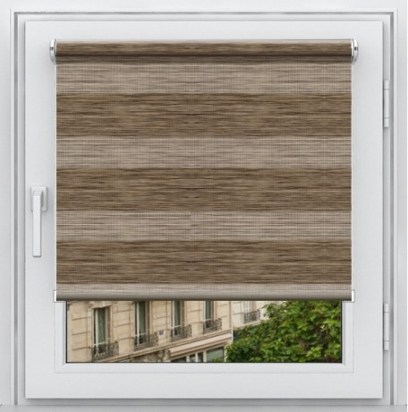 Двойная рулонная штора с цепочным приводом «Мини - ЗЕБРА», коллекция «Бамбук»