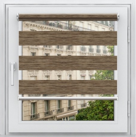 Двойная рулонная штора с цепочным приводом «Мини - ЗЕБРА», коллекция «Бамбук»