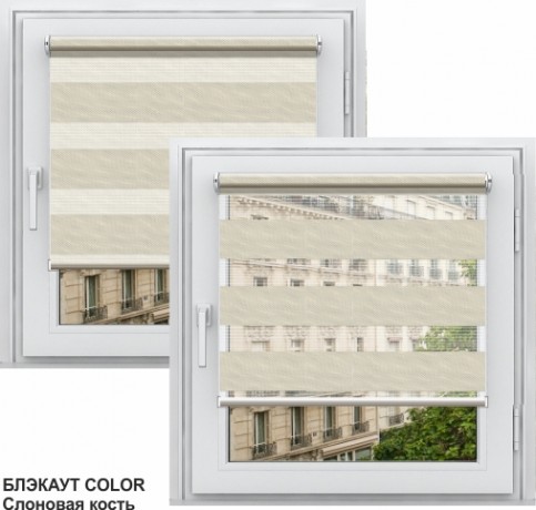 Двойная рулонная штора с цепочным приводом «Мини - ЗЕБРА», коллекция «BLACK-OUT»