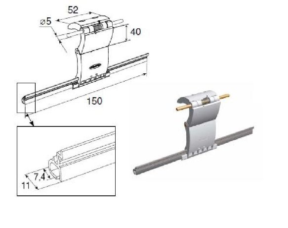 Ригель блокирующий для 14 и 19 мм профилей