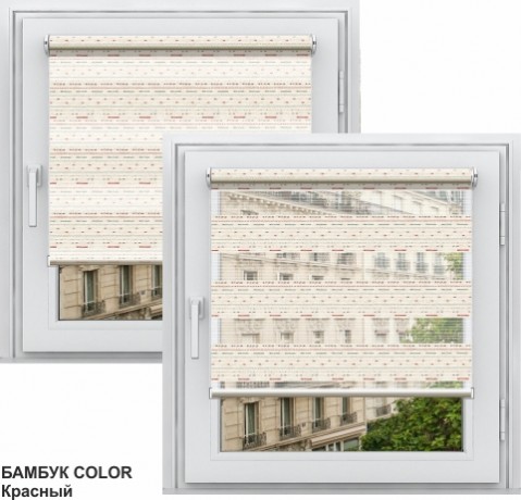 Двойная рулонная штора с цепочным приводом «Мини - ЗЕБРА», коллекция «Лён» 