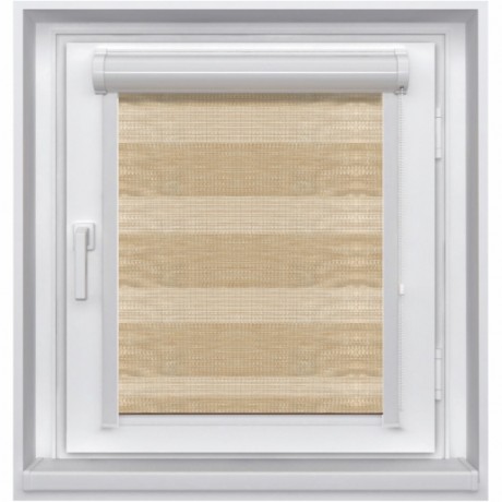 Миникассетная двойная рулонная штора с цепочным приводом «UNI - ЗЕБРА», коллекция «Бамбук»