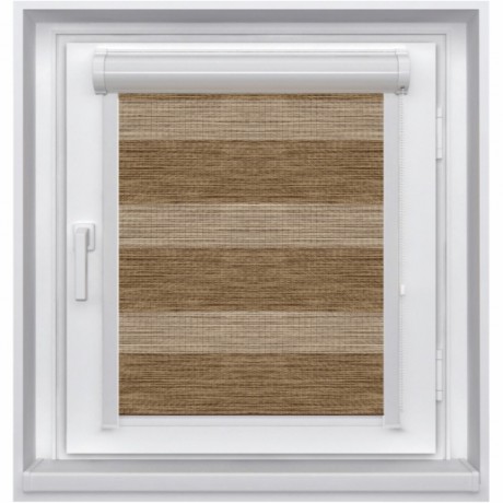 Миникассетная двойная рулонная штора с цепочным приводом «UNI - ЗЕБРА», коллекция «Бамбук»