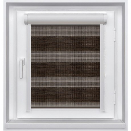 Миникассетная двойная рулонная штора с цепочным приводом «UNI - ЗЕБРА», коллекция «Бамбук»