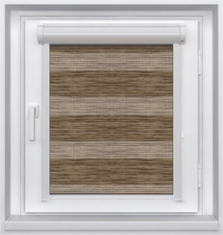 Миникассетная двойная рулонная штора с цепочным приводом «UNI - ЗЕБРА», коллекция «Бамбук»