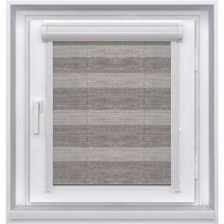 Миникассетная двойная рулонная штора с цепочным приводом «UNI - ЗЕБРА», коллекция «Бамбук»