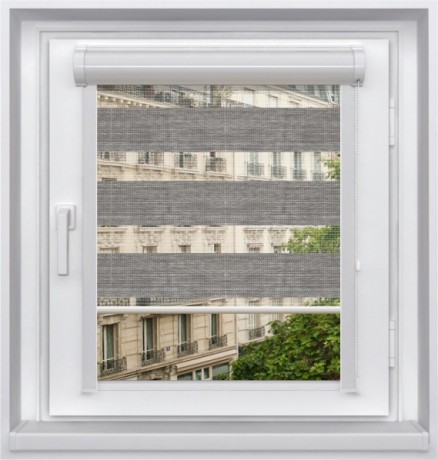 Миникассетная двойная рулонная штора с цепочным приводом «UNI - ЗЕБРА», коллекция «Бамбук»