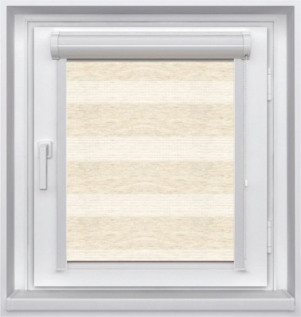 Миникассетная двойная рулонная штора с цепочным приводом «UNI - ЗЕБРА», коллекция «Лён»