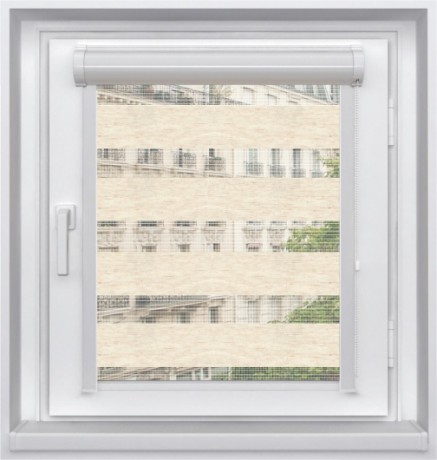 Миникассетная двойная рулонная штора с цепочным приводом «UNI - ЗЕБРА», коллекция «Лён»