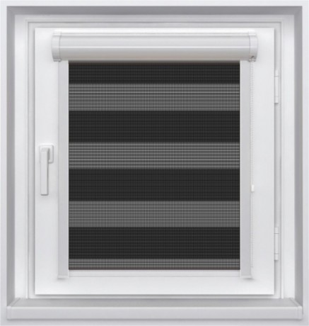 Миникассетная двойная рулонная штора с цепочным приводом «UNI - ЗЕБРА», коллекция «Домино»