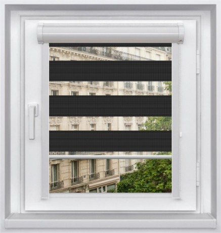 Миникассетная двойная рулонная штора с цепочным приводом «UNI - ЗЕБРА», коллекция «Домино»