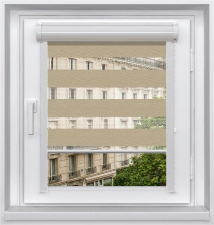 Миникассетная двойная рулонная штора с цепочным приводом «UNI - ЗЕБРА», коллекция «BLACK-OUT»