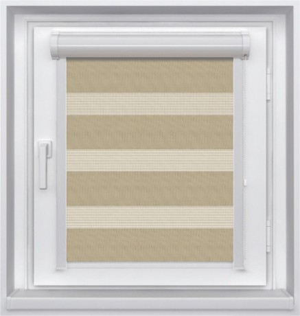 Миникассетная двойная рулонная штора с цепочным приводом «UNI - ЗЕБРА», коллекция «BLACK-OUT»