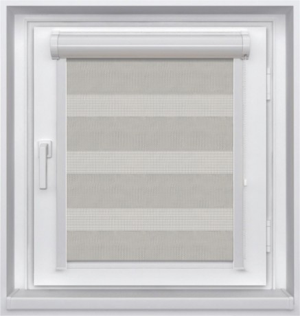 Миникассетная двойная рулонная штора с цепочным приводом «UNI - ЗЕБРА», коллекция «BLACK-OUT»