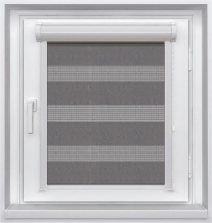 Миникассетная двойная рулонная штора с цепочным приводом «UNI - ЗЕБРА», коллекция «BLACK-OUT»