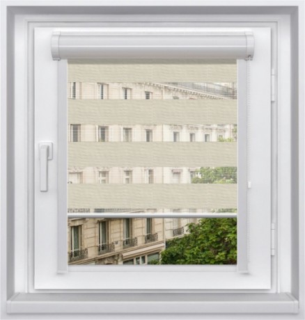 Миникассетная двойная рулонная штора с цепочным приводом «UNI - ЗЕБРА», коллекция «BLACK-OUT»