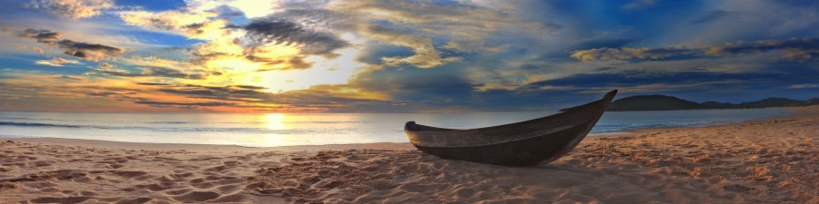 Постер «Панорама заката на пляже», 140 см х 35 см