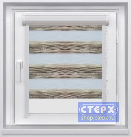 Миникассетная двойная рулонная штора с цепочным приводом «UNI - ЗЕБРА», коллекция «Петергоф»