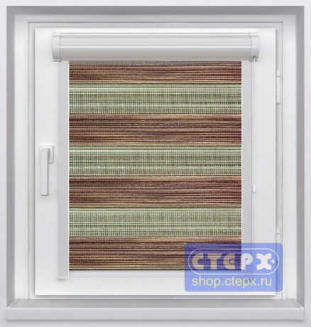 Миникассетная двойная рулонная штора с цепочным приводом «UNI - ЗЕБРА», коллекция «Петергоф»