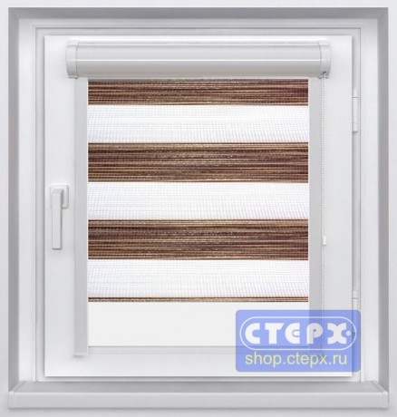 Миникассетная двойная рулонная штора с цепочным приводом «UNI - ЗЕБРА», коллекция «Петергоф»