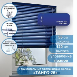 Жалюзи горизонтальные алюминиевые "Танго 25", Каспий 5541, 55х120 см , упр Правое