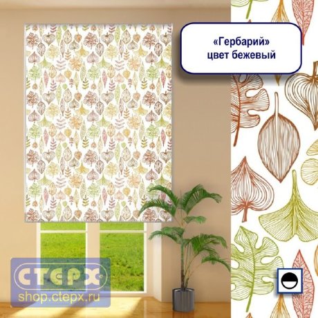 Штора рулонная с цепочным приводом «Макси», коллекция «Гербарий»  