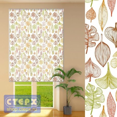 Штора рулонная с цепочным приводом «Макси», коллекция «Гербарий»  