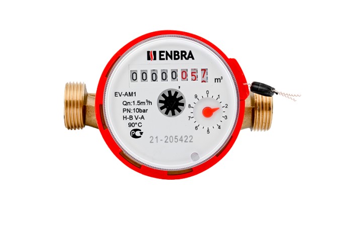 Счётчик учёта горячей воды ENBRA EV-AM1 L110 D15 B, без сгонов